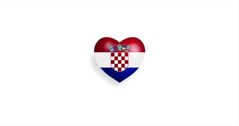 Heart beating with Croatia flag. 3D Seamless Animation. Loopable animation of rendered heart on white background. For mailing, greeting card, web site, shop…