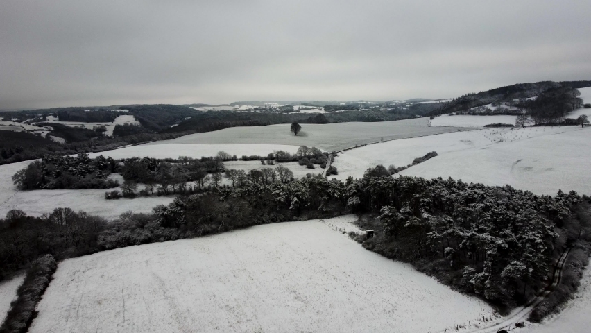 Aerial Shot | Grey Winter Landscape, Moody Winter Scenery, Winter Forest