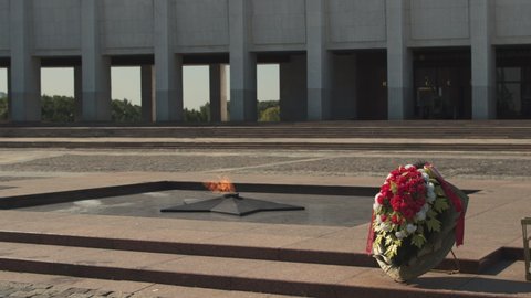 Moscow. June 23. 2020. Memorial complex on Poklonnaya Gora. Eternal flame.