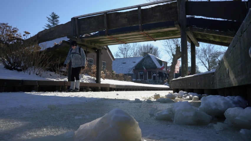 Skating in Giethoorn village, Holland