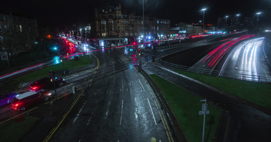 Time Lapse of Glasgow M8 motorway at Charring Cross long exposure 