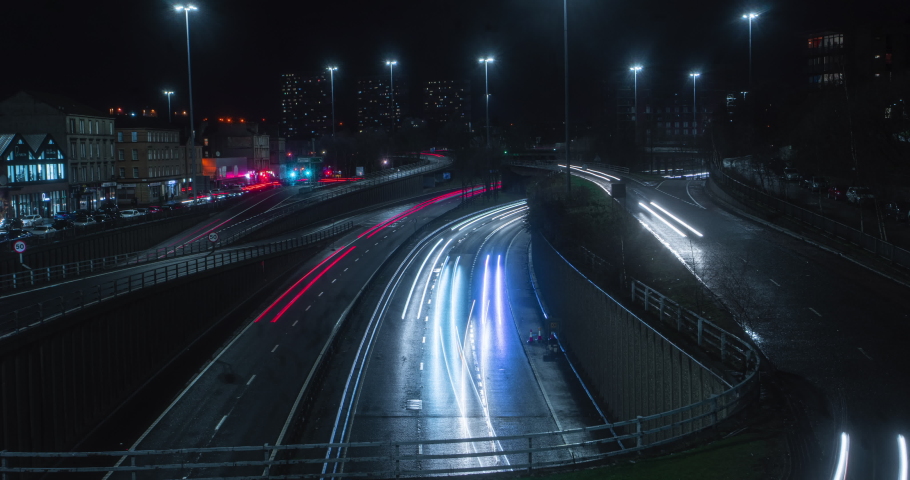 Time Lapse of Glasgow M8 motorway at Charring Cross long exposure 