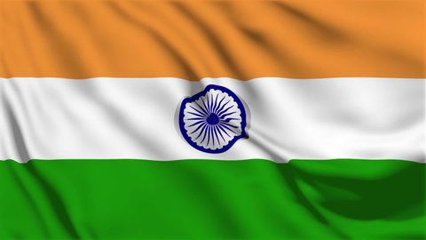 India flag is waving 3D animation. India flag waving in the wind. National flag of India. Sign of India seamless loop animation.