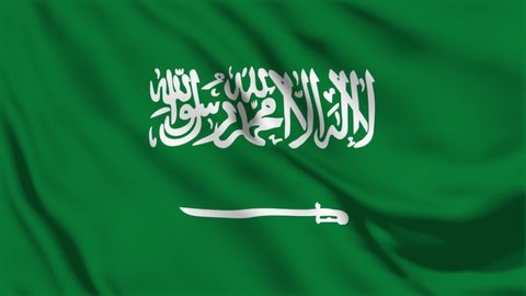 ksa flag is waving 3D animation. Saudi Arabia flag waving in the wind. National flag of saudi . Sign of ksa seamless loop animation.