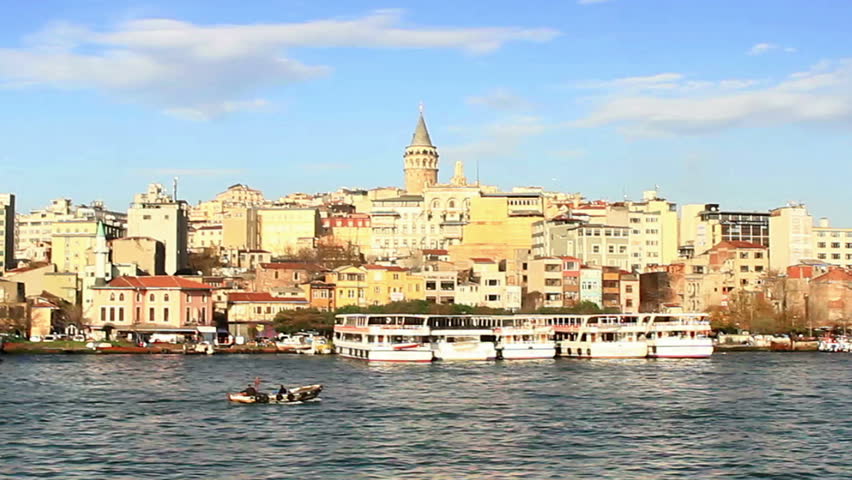 Istanbul Karakoy Harbor from boat