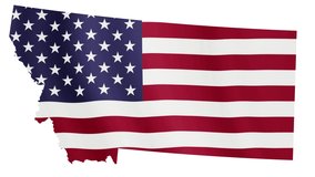 Montana map flag Flag United States Of America video. 3d Montana map video. US American Flags Close Up. USA flag for Independence Day, 4th of july US American Flag Waving 
