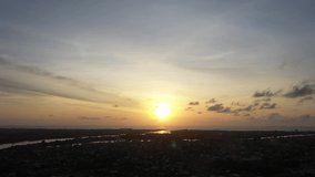 4K Drone video of a sunset in the city of Makassar, Indonesia

