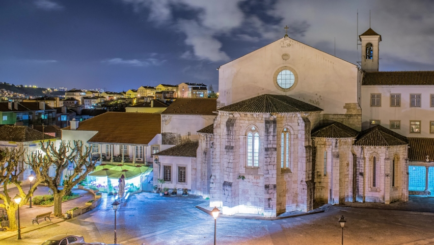 Cathedral in Odivelas, Portugal. Nice night view. District of Lisbon.