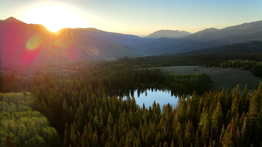 Early morning sunrise drone views of Ruby Peak and Dollar Lake Colorado | Shutterstock HD Video #1067521661