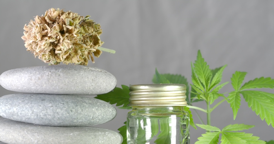 medical cannabis cbd oil marijuana stone.