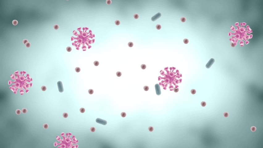 Realistic 3D footage of the severe acute respiratory syndrome coronavirus 2 (SARS-CoV-2) formerly known as 2019-nCoV Royalty-Free Stock Footage #1067534732