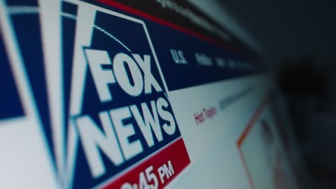 Melbourne, Australia - Feb 17, 2021: Motorized moving shot of Fox News logo on its website