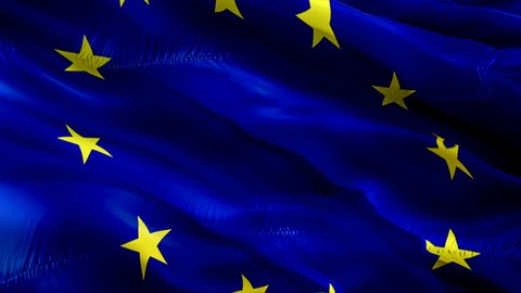 Europe flag. Motion Loop video waving in wind. Realistic EU Flag background. European Union Flag Looping Closeup 1080p Full HD 1920X1080 footage. European Union EU country flags.Brussels Euro flag
