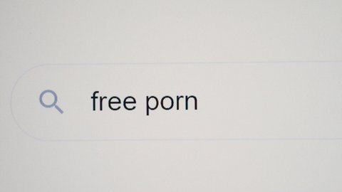 Search bar with typed free porn words. porn addiction problem. children have unlimited access to porn