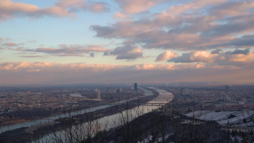 Wonderful panorama view over Vienna in winter