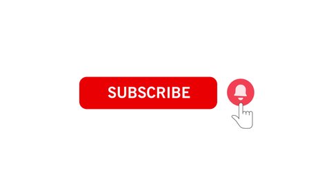 Subscribe Button and Bell Notification with a White Background. 4k motion video.