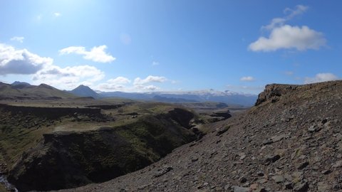 timelapse of Markarfljotsgljufur canyon on the Laugavegur hiking trail, Iceland