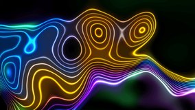 Colorful neon glowing liquid waves abstract motion background. Seamless loop. Video animation Ultra HD 4K 3840x2160