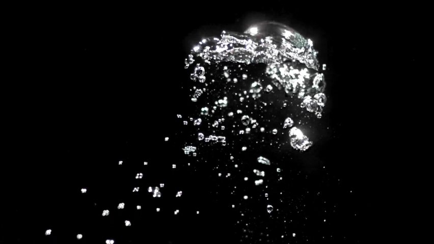 Huge Underwater Explosion of Bubbles on Black and White Backgrounds. 2 Versions Normal and Fast. Beautiful 3d Animation of Air Bubbles Cloud Blast in the Water. 4k Ultra HD 3840x2160.