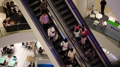 Bangkok, Thailand - February 14, 2021 : People shopping at Siam Paragon it is a shopping mall in Bangkok, Thailand which one of the biggest shopping centres in Asia