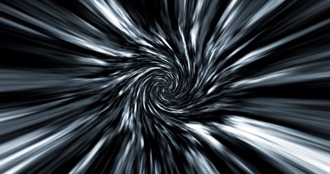 Hyperspace jump through the stars to a distant space. Speed of light, neon spiral in motion. Light speed space journey through time continuum. Zoom effect