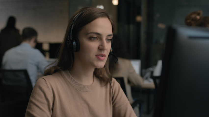 Call center and helpful customer service. Use desktop pc at computer table and phone line at modern co-working. Diverse group of workers talks on sale hotline. Busy seller at agency office close-up - Powered by Shutterstock - Get 15% off with code: PIKWIZARD15