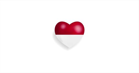 Heart beating with Monaco flag. 3D Seamless Animation. Loopable animation of rendered heart on white background. For mailing, greeting card, web site, shop…