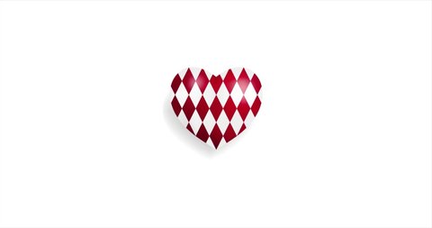 Heart beating with Monaco Lozenge flag. 3D Seamless Animation. Loopable animation of rendered heart on white background. For mailing, greeting card, web site, shop…