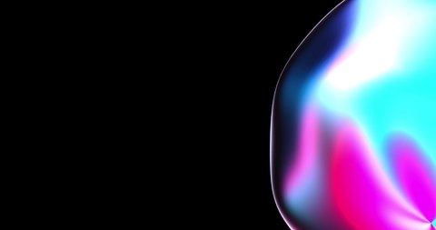 Bright colorful sphere with metallic liquid effect on black background. Neon holographic colors for a modern bubble in loop. Stylish and trendy color sphere