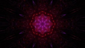 A 3D animations  of futuristic cool kaleidoscopic visuals in vibrant red and purple colors