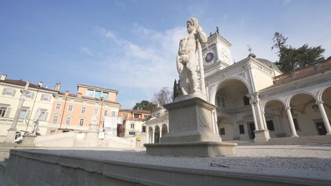 Udine, Italy. February 17, 2020. panoramic view od St. John Loggia in Liberty square	