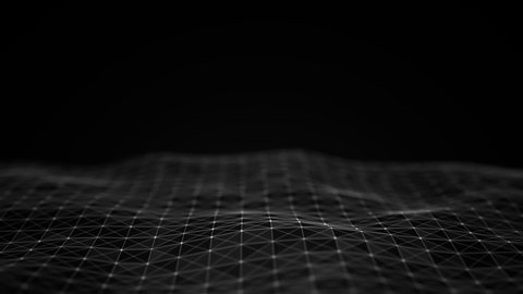 Abstract flowing smooth Plexus fractal waves background. Grid, mesh of dots and lines. Big data connection. loop animation
