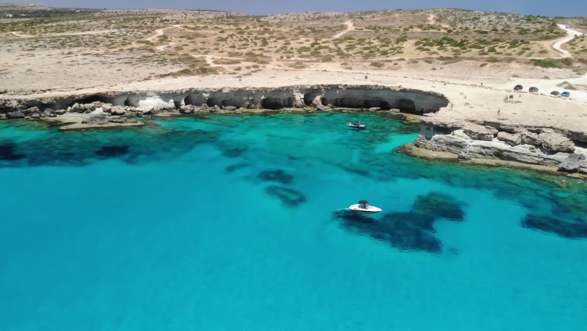 Drone footage Cape greco
sea caves in famous ayia napa, beautiful clear sea in the Mediterranean legend has it that there was the famous sea monster of the ancient world.