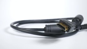 HDMI cable, close up video clip