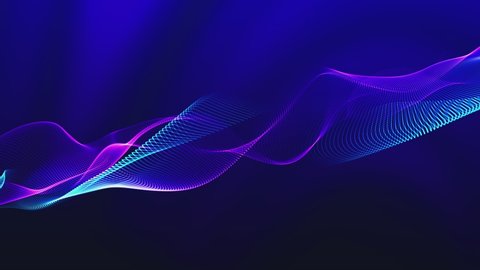 Abstract digital particle wave and light abstract background, animation cyber or technology background. Animation of seamless loop. 4k