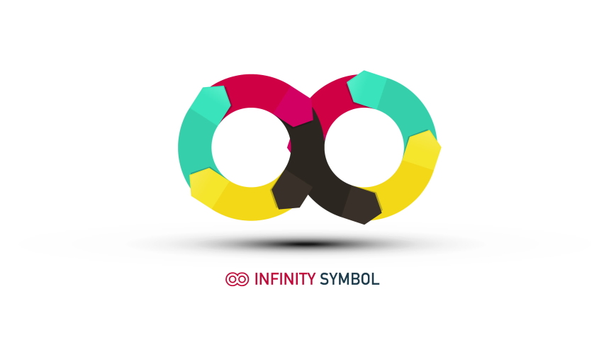 Infinity symbol colorful endless object spinning on white background. seamless loop