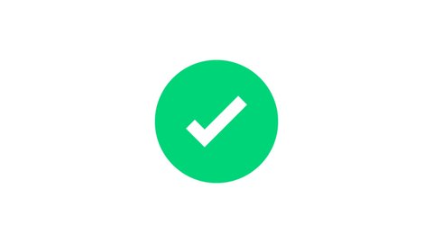 Green check mark icon animation. Animation in motion graphics of a check mark symbol. Symbolizing right. Motion Graphics. Symbolizing right.