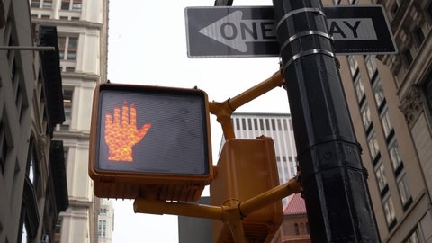 Traffic Light for pedestrians in new York City, Walk and don't walk in NYC