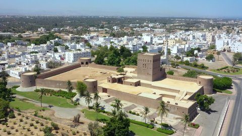 Aerial view of Sohar Fort in the city of Sohar at Al Batinah North governorate, Oman