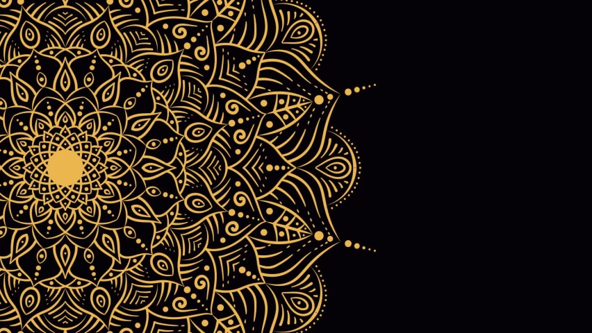 mysterious beautiful hand drawn mandala for meditation, tattoo design oriental or indian, islamic ornament animation. Moving muslim arabesque wallpaper with luxury gold and black color Royalty-Free Stock Footage #1067713778