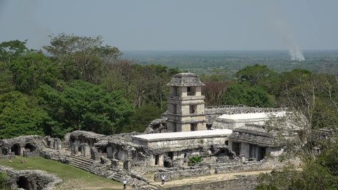 Palenque Mayan ruins with the Palace complex. Mexico.