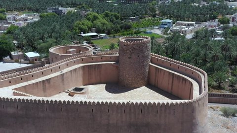 Aerial view of Al Rustaq Fort in Al Rustaq, Oman