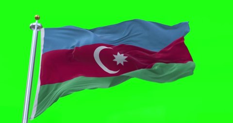 
4K 3D Illustration of the waving flag on a pole of country Azerbaijan with Green Screen Chroma Key