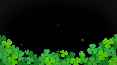 4K Shamrock falling on the ground, Green clover leaves on Alpha background. St. Patrick's day background frame animation