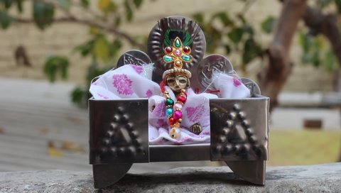Hindu God Lord Krishna With Blur Background.