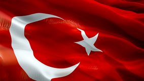 Turkey flag. Realistic Turkish Flag background. Istambul Turkey Flag Looping 1080p Full HD 1920X1080 footage. Turkey EU European country flags Aya Sofya, 	Istanbul, Ankara, İzmir, Bursa,Erdogan