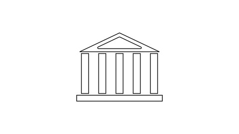 Black line Parthenon from Athens, Acropolis, Greece icon isolated on white background. Greek ancient national landmark. 4K Video motion graphic animation.