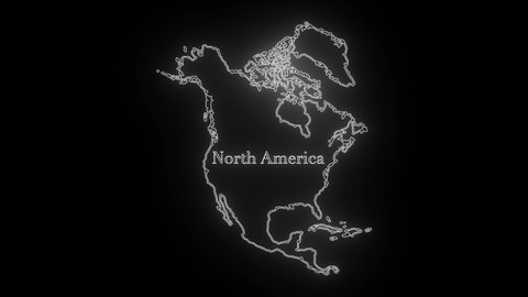 Map of north America , north America outline, Animated close up map of north America