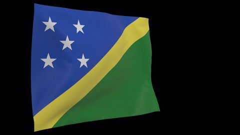 Solomon Islands waving flag seamless loop animation. 4k Alpha Channel transparent background. 3d Solomon Islands Flag on pole