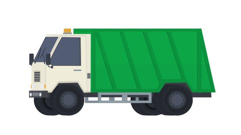 Garbage truck. Special transport animation, alpha channel enabled. Cartoon